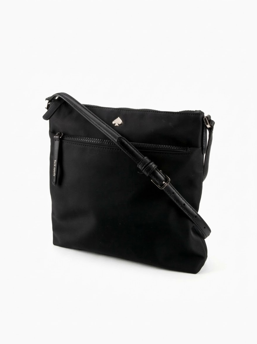 KATE SPADE Black Nylon Crossbody with Gold Spade Accent